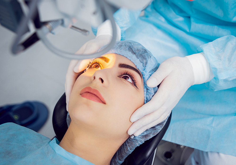 an elderly man at the ophthalmologist