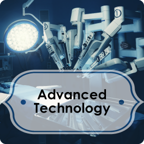 advanced da vinci technology info button; da vinci robotic surgery system image