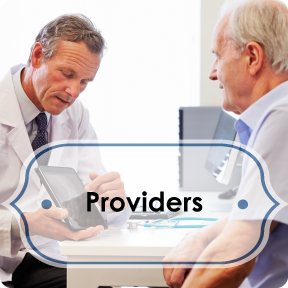 da vinci providers info button; male physician and male patient